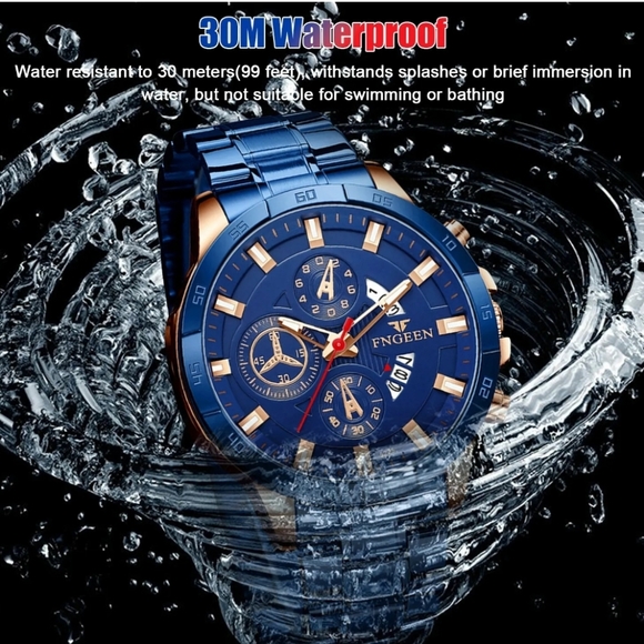 Mens Stainless Steel Multifunction Waterproof Watch - Picture 4 of 6